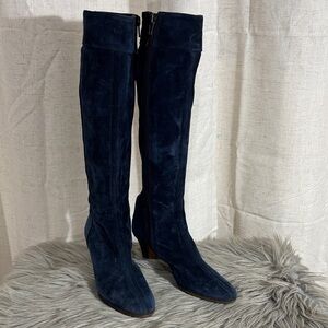 Vintage 70s Blue Suede Knee-High Women’s Boots